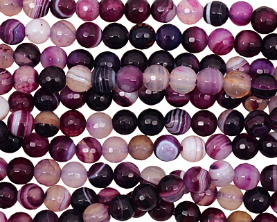 Purple Line Agate Faceted Round 6mm