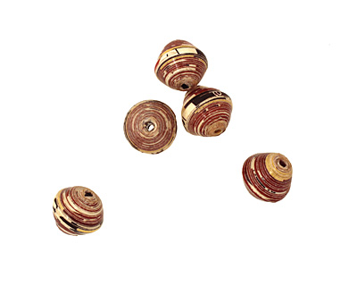 African Paper (red, chocolate, mustard) Bicone 12x13mm