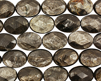Golden Mica Faceted Flat Oval 25x19mm