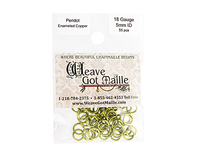 Peridot Enameled Copper Round Jump Ring 7mm, 18 gauge
