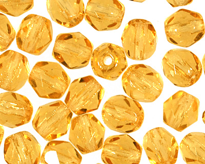 Czech Fire Polished Glass Medium Topaz Round 4mm