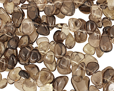 Smoky Quartz Flat Polished Pebble Drop 9-14x9-16mm