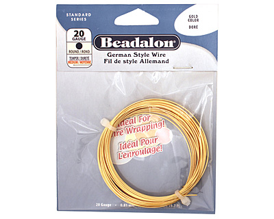 German Style Wire Gold (plated) Round 20 gauge, 6 meters