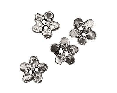 Rustic Charms Sterling Silver Flower 2-Hole Button 14mm