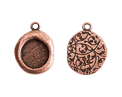 Nunn Design Antique Copper (plated) Crest Seal Bezel Pendant 19x25mm