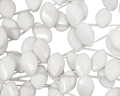 White Agate Faceted Horse Eye Drop 17x26mm