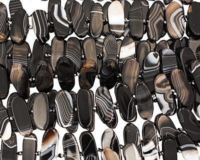 Black Sardonyx Flat Freeform Oval (side drilled) 11-16x30-40mm