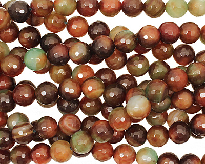 Green/Caramel (dark) Agate Faceted Round 12mm