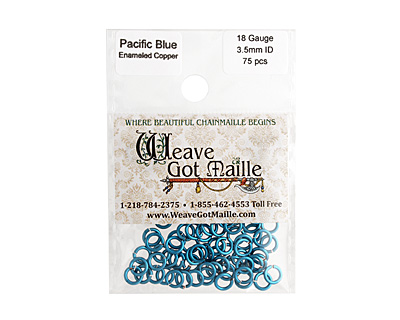 Pacific Blue Enameled Copper Round Jump Ring 5mm, 18 gauge