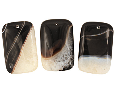 Black & White Agate Rectangle Pendant 35x55mm