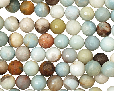 Amazonite Blk. Tourmaline Faceted Round 14mm