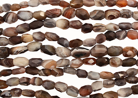 Botswana Agate (rich color) Elongated Faceted Nugget 12-22x9-15mm