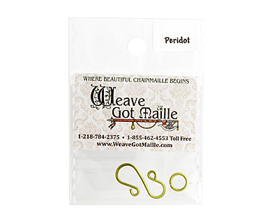 Peridot Enameled Copper S Clasp 20x13mm, 8mm ring
