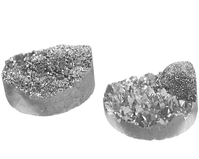 Druzy (metallic silver) Round Cabochon 30mm