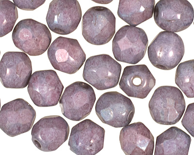 Czech Fire Polished Glass Matte Luster Opaque Amethyst Round 4mm