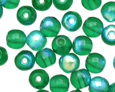 Czech Glass Green Emerald AB Round 4mm
