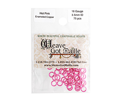 Hot Pink Enameled Copper Round Jump Ring 5mm, 18 gauge