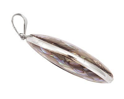Abalone Mosaic 2-Sided Wrapped w/ Bail Round Pendant 37x48mm
