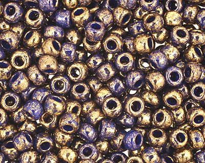 TOHO Gilded Marble Blue Round 11/0 Seed Bead