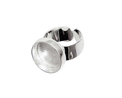 Silver (plated) Adjustable Ring Circle Bezel 17mm