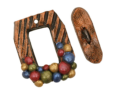 Poison Tree Polymer Clay Rainbow Confetti Toggle Clasp 25x20mm, 21mm bar
