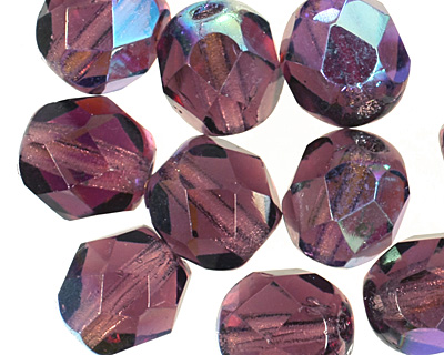 Czech Fire Polished Glass Amethyst AB Round 6mm