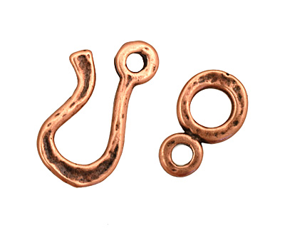 Antique Copper (plated) Hammered Simple Hook & Eye Clasp 32x12mm