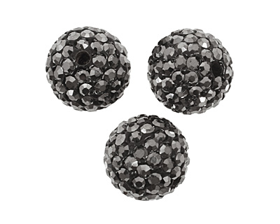 Jet Hematite Pave Round 12mm (1.5mm hole)