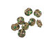 Grace Lampwork Dark Green w/ Metal Foil Lentil 14x15mm