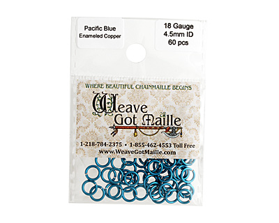 Pacific Blue Enameled Copper Round Jump Ring 6.5mm, 18 gauge
