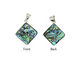 Abalone 2-Sided Silver Wrapped w/ Bail Diamond Pendant 29-30mm