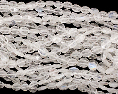 Moonstone (rainbow) Faceted Irregular Flat Oval 6-7x5-6mm