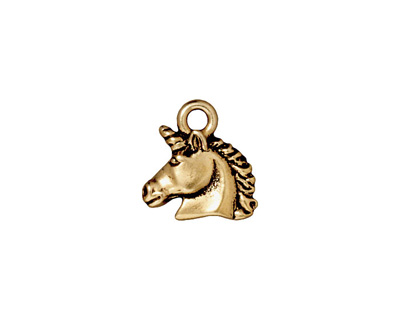 TierraCast Antique Gold (plated) Unicorn Charm 14mm
