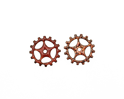 C-Koop Enameled Metal Ruby Red Sectioned Gear 19mm