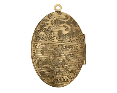 Antique Brass (plated) Oval Victorian Rose Heirloom Locket 27x41mm