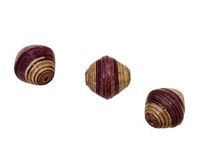 African Paper (eggplant, beige) Bicone 25x22-23mm