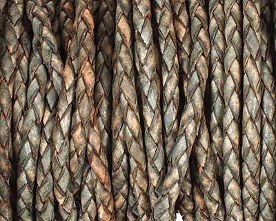 Antique Green Braided Leather Bolo Cord 3mm