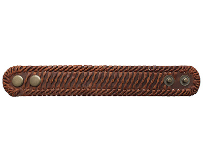 Brown Leather Twisted Stitch Cuff 1 5/8