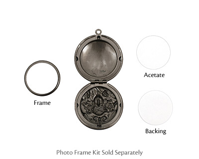 Gunmetal Round Maiden Heirloom Locket 30x35mm