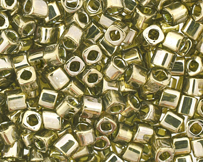TOHO Gold Lustered Green Tea Cube 1.5mm Seed Bead