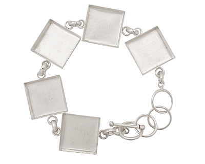 Silver (plated) Square Bezel Link Bracelet 19mm