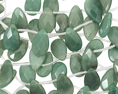 Green Aventurine Faceted Flat Teardrop 15x25mm