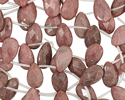 Rhodonite Faceted Flat Teardrop 15x24-25mm