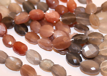 Moonstone (multi) Faceted Flat Oval 9-12x8-11mm