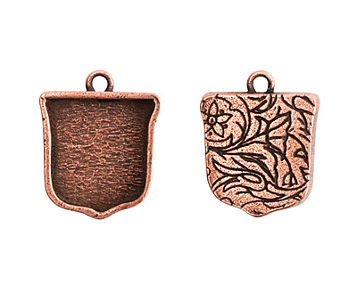 Nunn Design Antique Copper (plated) Crest Ensign Bezel Pendant 20x24mm