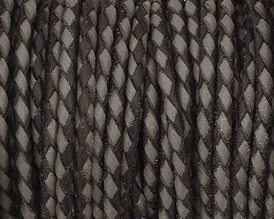 Black/Gray Braided Leather Bolo Cord 3mm