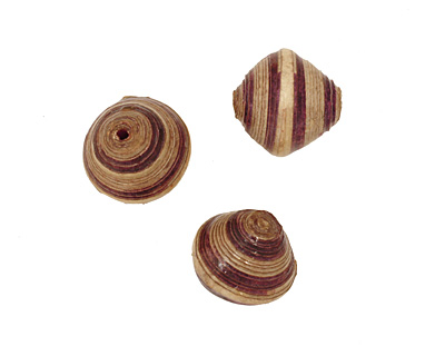 African Paper (beige, eggplant, beige) Bicone 20x21-22mm