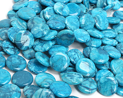 Larimar Blue Crazy Lace Puff Coin 22mm