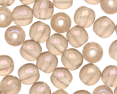 Czech Glass Luster Iris Smoky Topaz Round 4mm