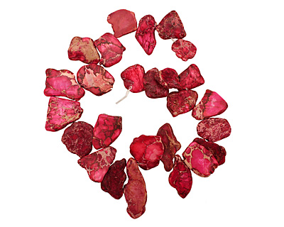 Ruby Impression Jasper Flat Freeform Drop Graduated 5-26x15-44mm
